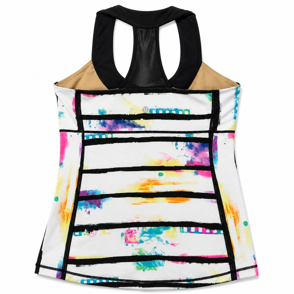 Lululemon Scoop Neck Yoga Tank Built In Bra Abstract Print Size 10